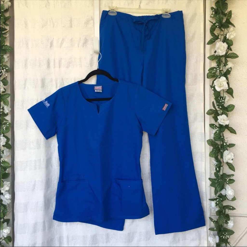 Blue Cherokee Workwear Scrub Uniform Set Sz Small